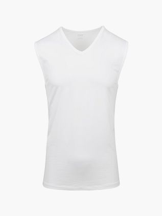 Mey camiseta interior sin mangas Dry Cotton de cuello en V blanca