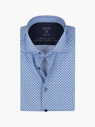 OLYMP Nivå 5 Skjorte 24/Seven Mønster Blå