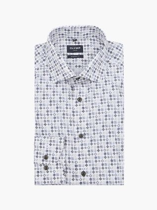 Olymp Luxor Skjorte Print Hvid Beige