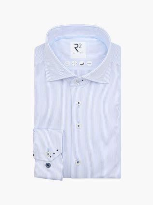 R2 Skjorte Strikket Stripes Lyseblå