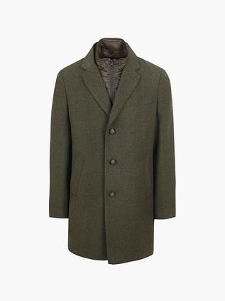 Suitable Frakke i uld Twill Mørkegrøn