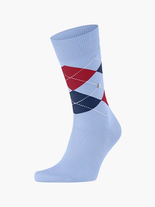 Burlington Manchester Socke Kariert Lys Blå 6253