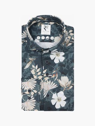 R2 Overhemd Knitted Sorona Bloemenprint Navy
