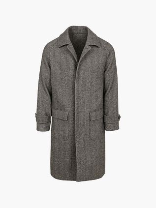 Suitable Coat Longsaddle Herringbone Bruin