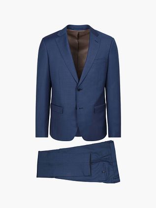 Suitable Sharkskin Kostym Ull Royal Blå