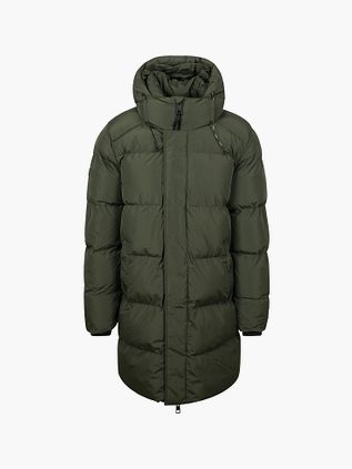 Długa kurtka puchowa z kapturem Superdry w kolorze mchu