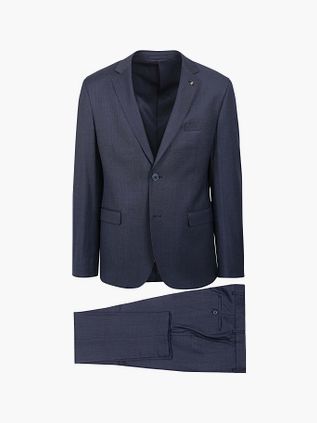 Garnitur Suitable Lucius Birdseye z wełny, granatowy