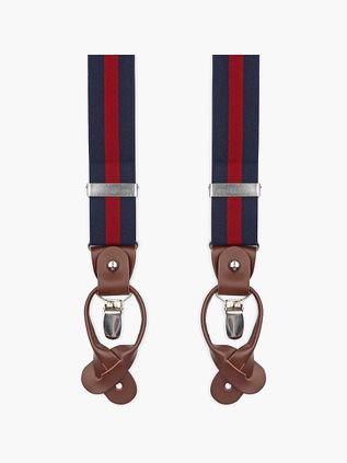 Suitable Luksusowe szelki Navy w czerwone paski