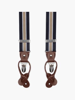 Suitable Luxe Szelki Navy w beżowe paski