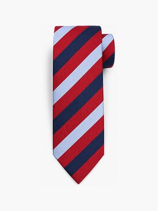 Suitable Stropdas Zijde Multistripe Rood