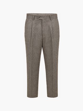 Suitable Pantaloni Straight Pleat Herringbone Beige