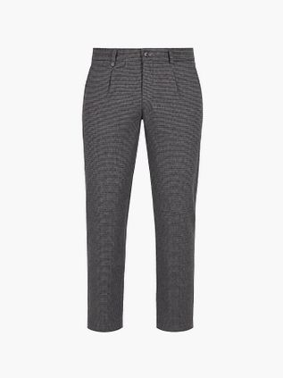 Suitable Chino Pico Pleat Pepita Navy Brown