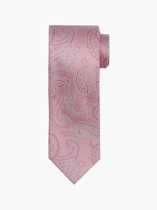 Suitable krawat jedwabny paisley różowy