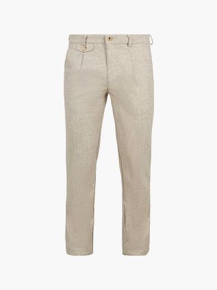 Chinosy Suitable Pico Pleat w pepitkę z bawełny i lnu