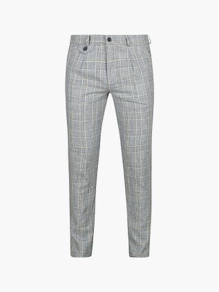 Suitable Chino Linneblandning Rutig Blå