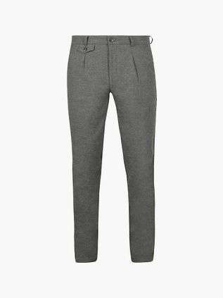 Chinosy Suitable Pico Pleat z flaneli, szare