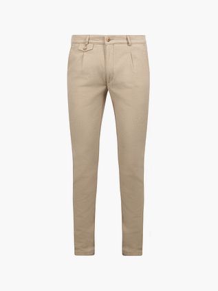 Suitable chinosy Pico Pleat z flaneli w kolorze piaskowym