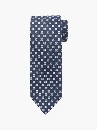 Suitable cravatta in seta con motivo floreale blu navy