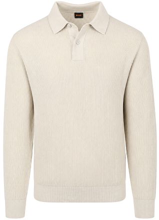 BOSS Afedro Longsleeve Pikétröja Ecru