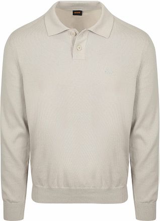 BOSS Asac Long Sleeve Polo Shirt Ecru