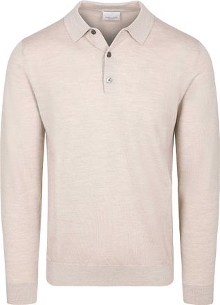 Profuomo Langermet Poloskjorte i Merinoull Beige