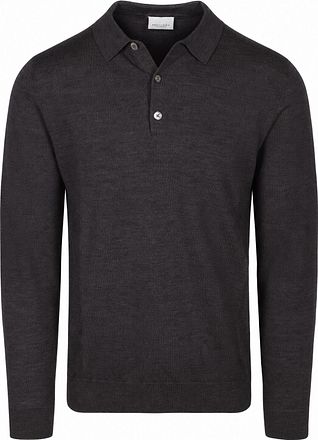 Profuomo Longsleeve Polo Shirt Merino Wool Dark Brown