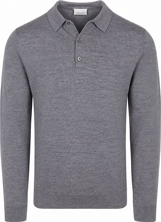 Profuomo Longsleeve Polo Shirt Merino Wool Grey