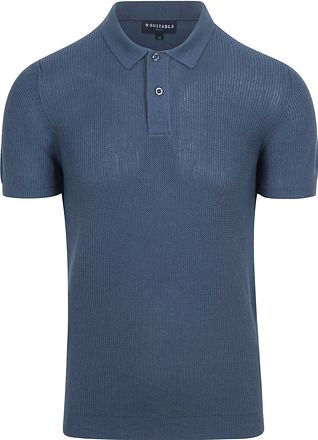 Suitable Respect Polo Structure Knit Blauw