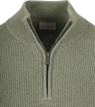 Suitable Half Zip Trui Wol Blend Groen PU-COWO-HZ-24 36716 Green
