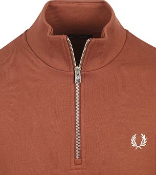 Fred Perry Pull Demi-Zip Marron Whisky taille XXL
