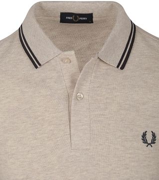 FRED PERRY/Long Sleeve Polo ベージュL Fred Perry Long Sleeve Polo Shirt Beige Melange W50 - Men