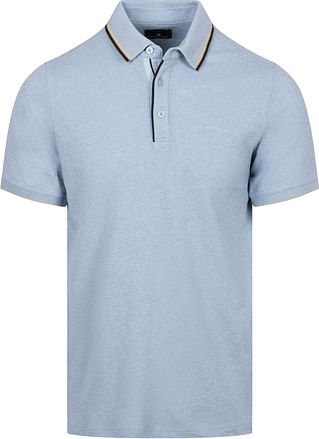 State of Art Poloskjorte Tipping Cotton Linen Lyseblå
