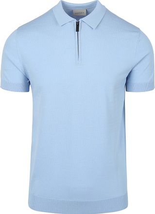 Suitable Strikket Half Zip Polo Lyseblå