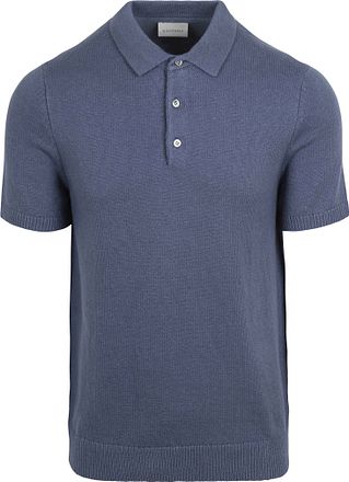 Suitable Tykk Strikket Pologenser Rå Denim Blå