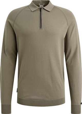 Cast Iron Longsleeve Half-Zip Polo Shirt Green