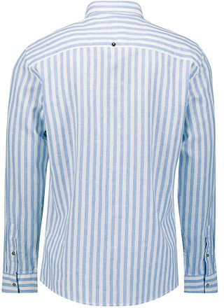 No Excess Shirt Cotton Linen Stripes Blue