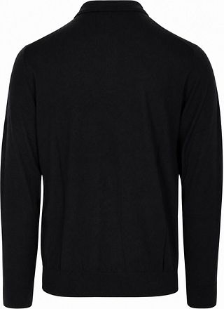 Profuomo Longsleeve Polo Shirt Merino Wool Black