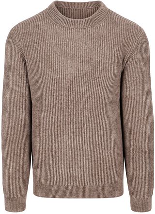 Profuomo Pullover Chenille Rib Wool Blend Brun