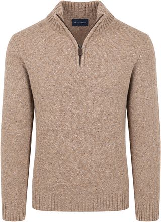 Suitable Half Zip Pullover Tweed Beige