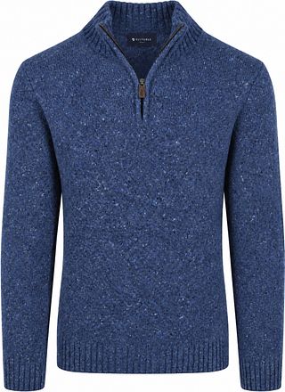 Suitable Half Zip Pullover Tweed Dunkelblau