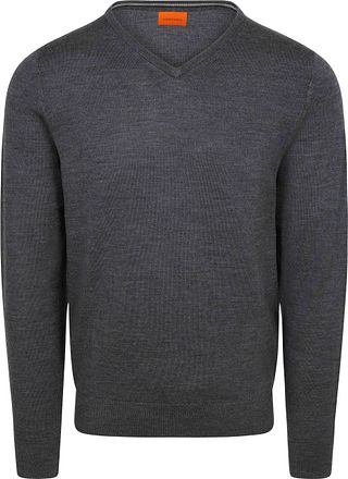 Suitable Merino Pullover V-Hals Anthracite