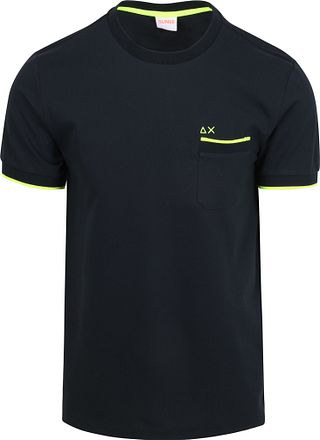 Sun68 Piqué T-shirt Fluo Stribet Marineblå