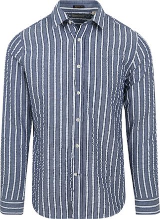 Dstrezzed Shirt Leonard Seersucker Blue Stripe