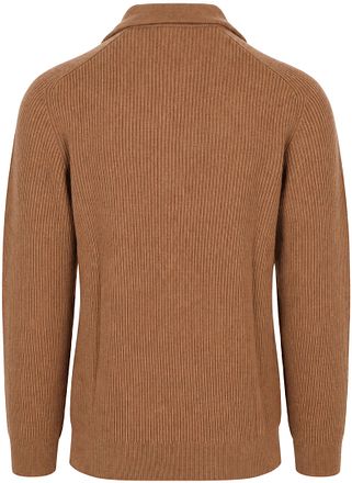 Profuomo Half Zip Pullover Wool Cognac