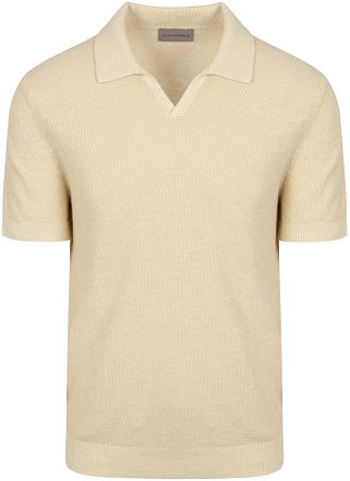Suitable Polo Shirt Riva Bean Linen Cotton Sand