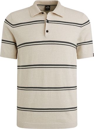 Vanguard Knitted Polo Shirt Stripes Beige