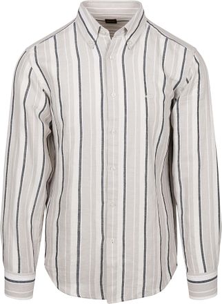 BOSS Relegant Overhemd Linen Blend Streep