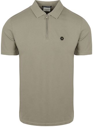 No Excess Half Zip Polo Shirt Piqué Green