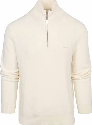 GANT Halv-zip Genser Ecru