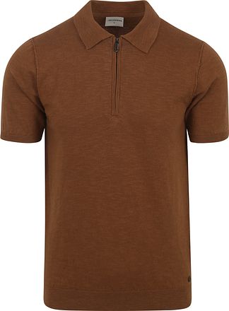 No Excess Strikket Poloshirt Brun